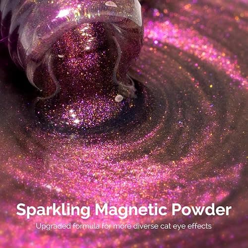 MelodySusie 9D Chameleon Cat Eye Gel Nail Polish, 0.5 Fl Oz Pink Glitter Holographic Magnetic Nail Polish with Magnet, UV Nail Polish for Nail Art Manicure Salon DIY at Home G1601 thumbnail 2