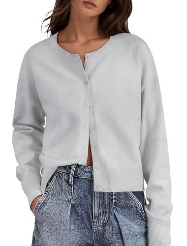 IWD Womens Cropped Cardigan Sweaters Knit Lightweight Crop Sweater Fall Outfits Trendy Open Front Clothes 2025 thumbnail 2