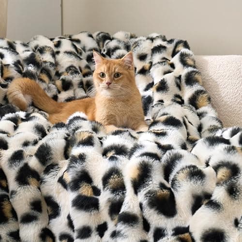 Cozy Bliss Leopard Print Faux Fur Throw Blanket for Couch, Fuzzy Soft Plush Thick Bubble Cheetah Blanket for Sofa Bedroom Living Room, 50x60 Inches thumbnail 7