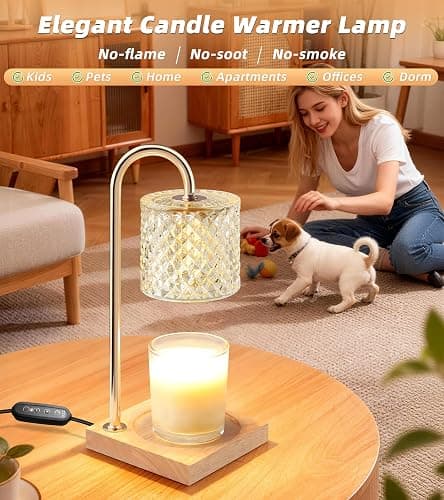 Candle Warmer Lamp, Candle Lamp Wax Warmer, Timer & Dimmer 7-Levels, Fits Cup Jar Candle, Top Melting, Crystal Heater Lamp for Scented Wax, Elegant Home Decor, Clear Glass thumbnail 3