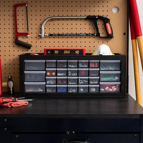 IRIS USA Plastic Storage Drawers, 26-Drawer, Stackable Teacher Toolbox, Small Parts Organizer Cabinet for Sticker Crayon Marker Bead Balloon Building Bricks Tool Hardware, Garage Storage Bins, Black thumbnail 2