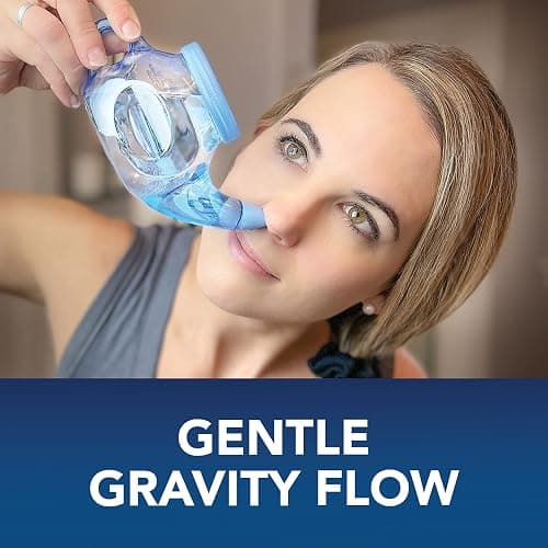 SinuCleanse Soft Tip Neti Pot Nasal Wash System, Relieves Nasal Congestion Due to Cold & Flu, Dry Air, Allergies, 30 All-Natural Saline Packets, Made in USA thumbnail 3