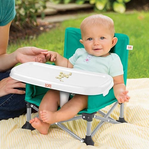 Bright Starts Pop 'N Sit Portable Booster, Indoor/Outdoor Use, Floor Seat with Feeding Tray, Teal, 6 Mos - 3 Yrs thumbnail 2