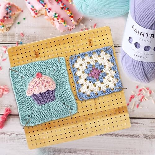 Iswabard 13x13 Inch Blocking Mats Blocking Board for Crocheting with 15 Stainless Steel Rods Crochet Blocking Board Large Base Bamboo Granny Square (Bamboo-C13‘’) thumbnail 3