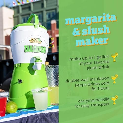 Nostalgia Taco Tuesday Tailgator Margarita Machine - Blender for Smoothies, Margaritas, Daiquiris, and Slushies - White/Lime Green - 128-Ounce - 10" D x 12" W x 9" H - Taco Tuesday Tailgator thumbnail 3