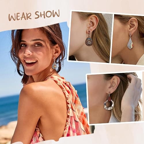 Thunaraz Clip on Dangle Earrings for Women - Bohemian Trendy Clip on Earrings Lightweight Comfortable Earrings Hypoallergenic Drop Clip ons for Non-pierced Ears Women thumbnail 4