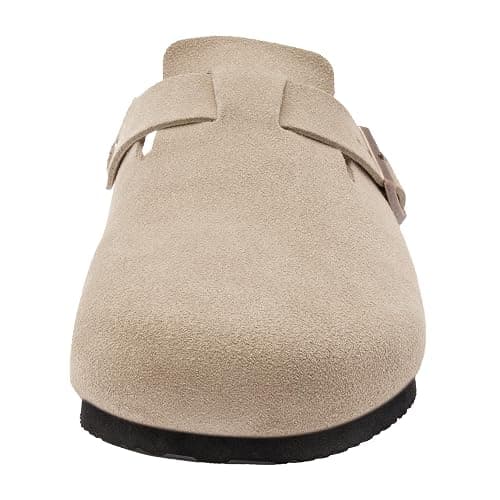 Brelzo Calvior Women's Suede Clogs Men's Slip-On Mules Non-Slip Potato Shoes Arch Support Sandals with Adjustable Buckle for Indoor & Outdoor Use thumbnail 9