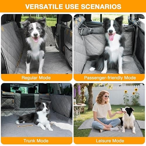 COMPAWNY Dog Car Seat Cover, Hard-Bottom Back Seat Extender for Pets, Waterproof Nonslip Hammock for Car, Backseat Dog Bed for Cars SUVs Trucks, Car Seat Protector, Universal Fit 52 x 25 in, Grey thumbnail 3
