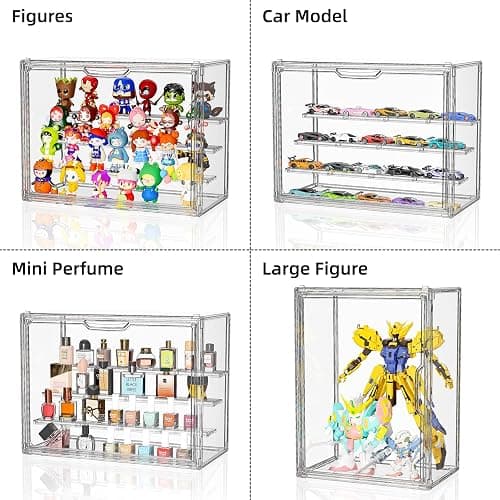 MSHOMELY Clear Acrylic Display Case for Collectibles 4 Layer Hobby Figure Display Case Box with Shelves Stackable Figurine Display Shelf for Funko Pop Mart Labubu Model, 2 Pack thumbnail 4