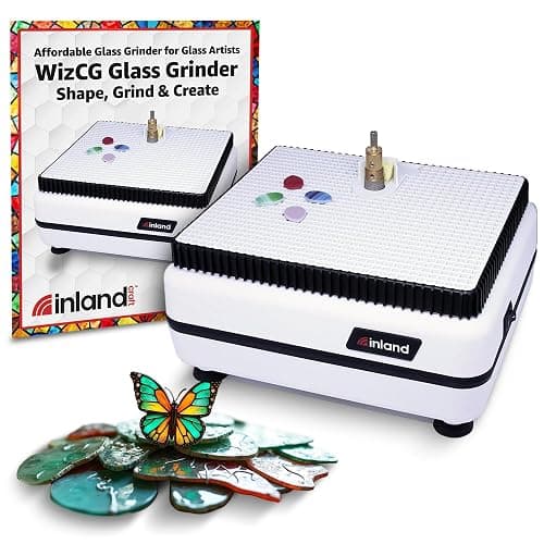 Inland Craft WizCG Glass Grinder, Stained Glass Grinder Machine Mosaic & Grinder Tool, for Edging, Shaping, Drilling - For Professionals & Hobbyists - Includes 2 Diamond Bits - White - Image 1