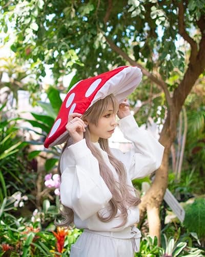 Dreamstall Mushroom Hat Costume Cosplay Accessory Party Hat Cap, Oversized with Wired Brim (Red) thumbnail 2
