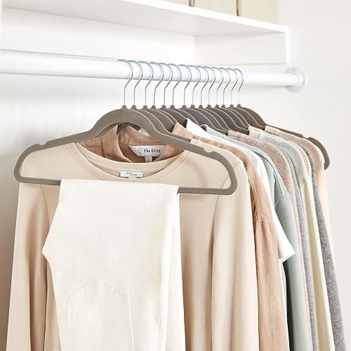 Amazon Basics Slim Velvet Non-Slip Space Saving Suit Clothes Hangers, Closet Organizer, Gray/Silver, 50-Pack thumbnail 10