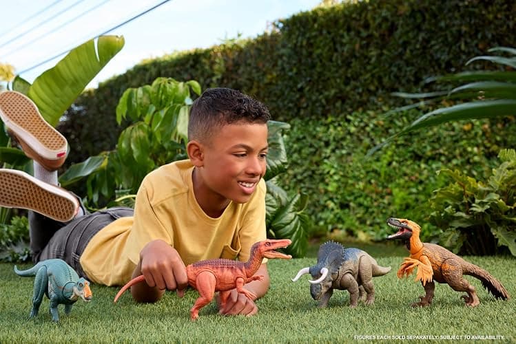Mattel Jurassic World Rebirth Wild Roar Dinosaur Toy, Spiclypeus Posable Figure, Tail-Controlled Head Butt & Thrash Attack & Sound, Digital Play thumbnail 2