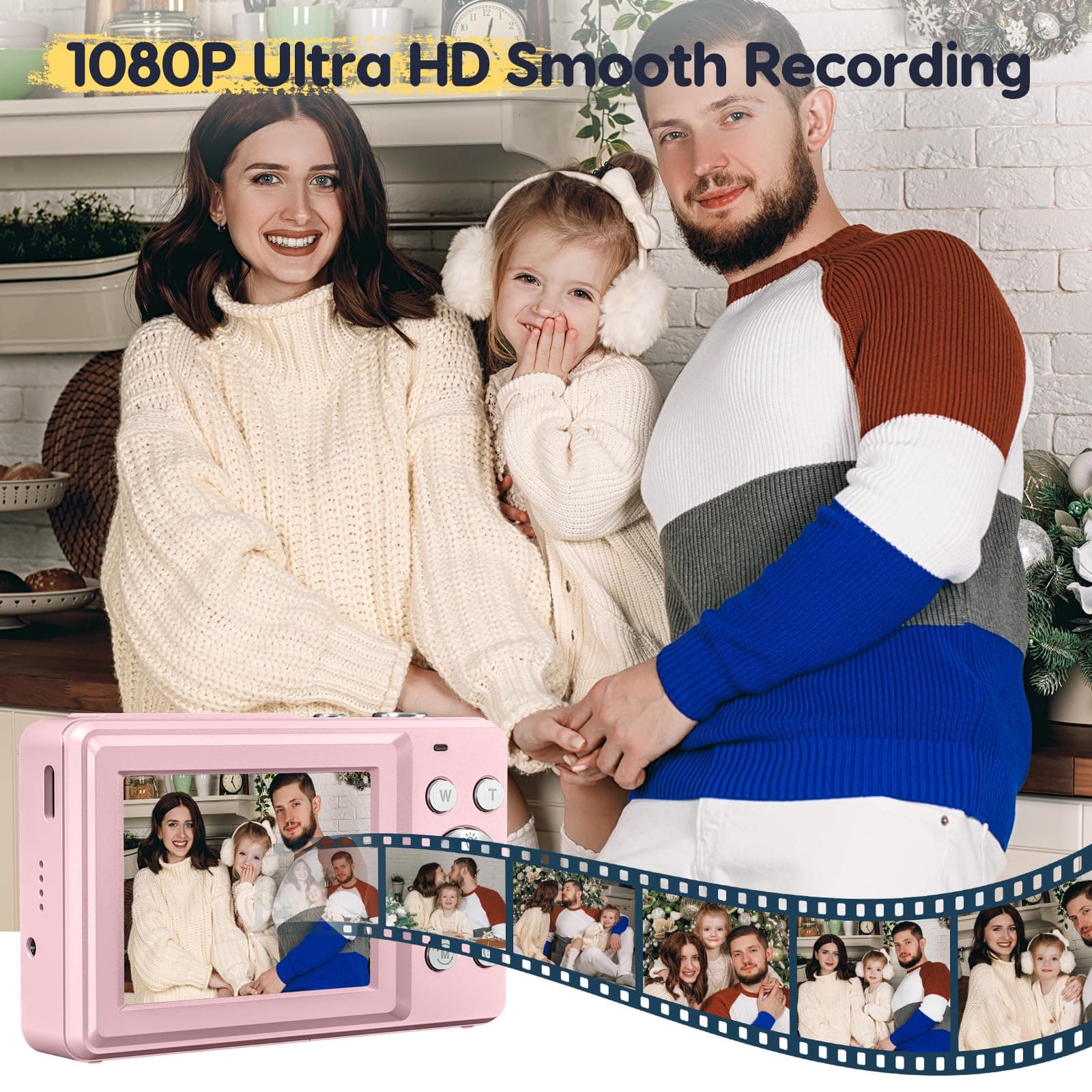 Digital Camera 1080p 44MP Photo Camera FHD Photo Device with 32G Card 16X Digital Zoom Digital Camera with Battery Portable Simple Digital Camera for Kids Students Teenagers Beginners thumbnail 3