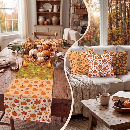 Irenare 24 Pcs Fall Fabric Bundles, 18 x 22 Inch Fat Quarters, Thanksgiving | Soft Polyester Fabric, Pumpkins Autumn Leaves Desgin, Pre-cut, DIY Crafts Material, Handmade Sewing Projects, Harvest Party thumbnail 2