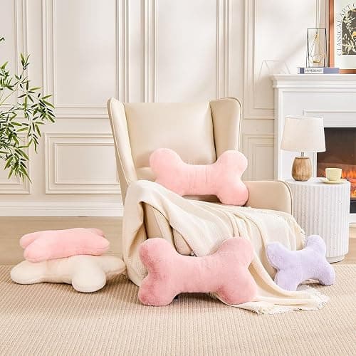 XVTRU Bone Pillow Cute Decorative Throw Pillow Bone Shaped Pillows for Aesthetic Home Decorative Cushion Pet Plush Pillow for Bed Sofa Couch (Ivory, 15 Inch) thumbnail 4