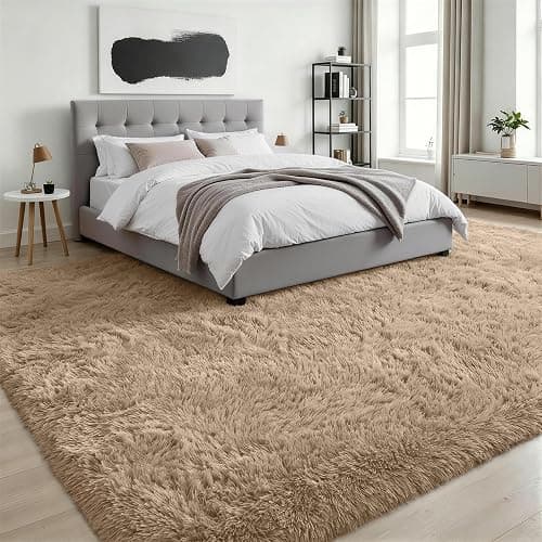 Luxturiy 8x10 Area Rug Living Room Bedroom: Fluffy Plush Shag Carpet Beige | For Kids Room Playroom Nursery Home Decor,Ultra Soft,Non-Slip Non-Shedding,Fuzzy Plush,Large Indoor Floor Carpet,Easy Clean thumbnail 3