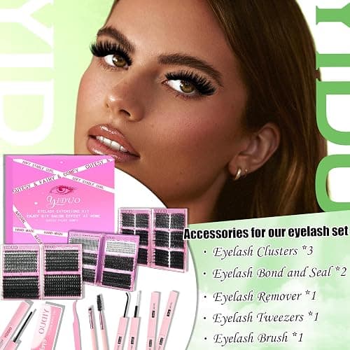 YIDUO 6 Box Mix Lashes Clusters Kit Gift Packs 1686Pcs with 2X Bond&Seal Volume Mega/Bottom Soft Extension False Eyelash D Curl Wispy Natural DIY Individual Fake Eyelashes for Beginners Bulk Pack thumbnail 7