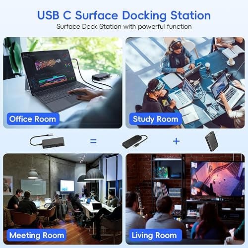New Surface Thunderbolt 4 Dock Triple Displays 4K HDMI*2+VGA, 12 in 1 Surface Pro Docking Station with Power Adapter for Surface Pro 11/10/9/8/X/7/6/5/4/3, Surface Laptop, Surface Book Go thumbnail 7