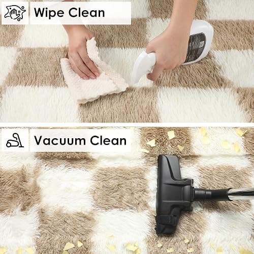 KICMOR Area Rugs for Bedroom Living Room, 4x6 Fluffy Soft Beige and Cream White Checkered Rug Fuzzy Shag Shaggy Carpet, Indoor Plush Rugs for Kids Boys Girls Dorm Nursery Office Home Decor Aesthetic thumbnail 4
