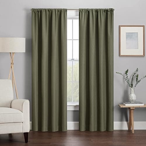 ECLIPSE Kendall Modern Blackout Thermal Rod Pocket Window Curtain for Bedroom or Living Room (1 Panel), 42" x 95", Artichoke thumbnail 4