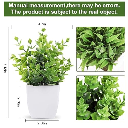 Der Rose 2 Pack Small Fake Plants Mini Artificial Potted Plants for Table Desk Home Bathroom Office Decor thumbnail 3