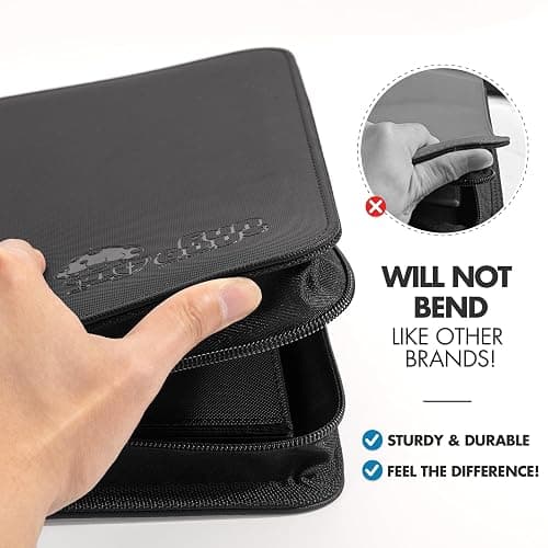 FunGuys Toploader Binder, Trading Card Binder Storage,128 4 Pocket Top Loader Pokemon Binder, Card Collection for Yugioh, MTG, TCG, Card Folders for Trading Cards - Black and Black thumbnail 7
