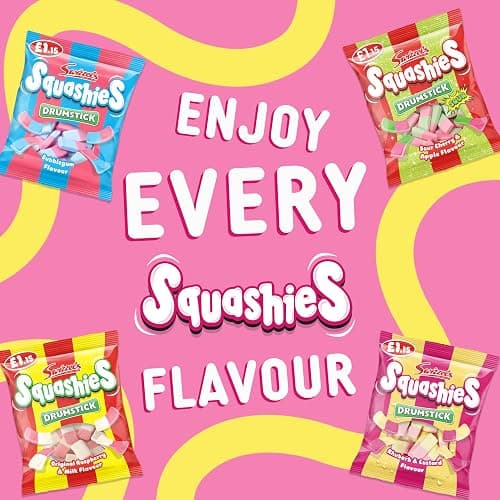 Swizzels Squashies Sweets - Rhubarb & Custard Flavour (Price Marked) Single Pack 120g thumbnail 5