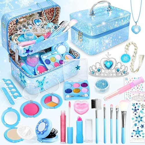 INNOCHEER Kids Makeup Kit for Girl Toys, Frozen Toys for Girls Makeup Kit, Washable Make Up for Kids Double Layer, Frozen Makeup for Little Girls, Gifts Toys for 3 4 5 6 7 8 9 10 11 12+ Year Old Girls - Image 1