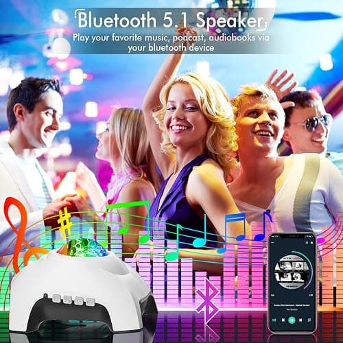 Rossetta Star Projector, Galaxy Projector for Bedroom, Bluetooth Speaker and White Noise Aurora Projector, Night Light Projector for Kids Adults Gaming Room, Home Theater, Ceiling, Room Decor thumbnail 4