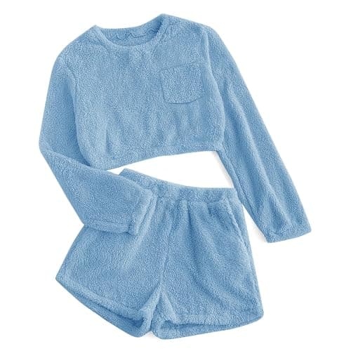 Mafulus Girls Pants Sets Two Pieces Kids Comfy Lightweight Long Sleeve Fleece Sets with Pockets - Image 1