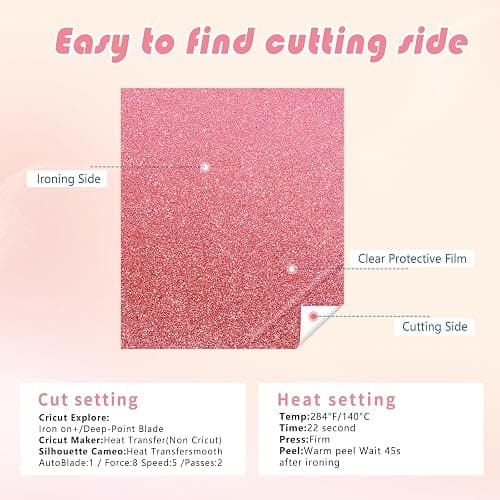 HTVSTD Color Changing Glitter HTV Vinyl - 5pcs 12'' x 10'' Glitter UV Color Changing Heat Transfer Vinyl Sunlight Sensitive Glitter Iron on Vinyl for T-Shirts - UV Glitter HTV-5 thumbnail 7