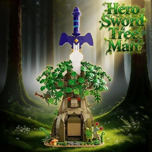 Tree & Sword Building Block Set for Boys, Compatible with Lego Set, Luminous Sword & Coin Toss Game, Magic Tree Game Action Figures Collectible Model Toys Gifts for Adult, Kids 8+ thumbnail 2