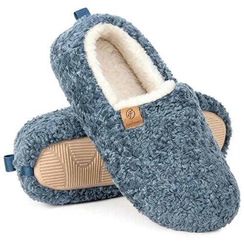 EverFoams Women’s Soft Curly Full Slippers Memory Foam Lightweight House Shoes Cozy Loafer with Polar Fleece Lining - Image 1