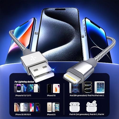 iPhone Charger 3pack 10FT Apple MFi Certified Long Lightning Cable Fast Charging High Speed Data Sync USB Cable Compatible iPhone 14/13/12/11 Pro Max/XS MAX/XR/XS/X/8/7/Plus/6S (Grey White) thumbnail 5