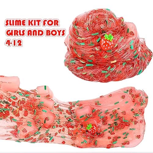 Red Jelly Cube Crunchy Slime, Soft Non-Stick Clear Crystal Slime, Stress Relief Toy for Girls and Boys, for Kids Party Favors Gifts Ideas, Birthday Gifts - Red thumbnail 5