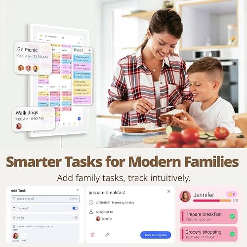 Dragon Touch Calendar, 15.6" Digital Calendar 2026 Family Wall Planner, 1080P Full HD Interactive Touchscreen, Smart Chore Chart and Home Organization, Gift for Busy Families Scheduling, UK Adapter thumbnail 3