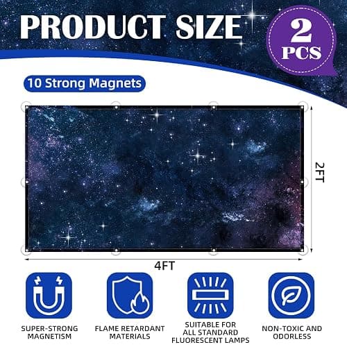 ANGSYLTH 2 Pcs Fluorescent Light Covers - 4 x 2 Feet Covers for Ceiling Lights, Magnetic Light Filters for Classroom, Office, Hospitals, Home - Starry Sky thumbnail 2