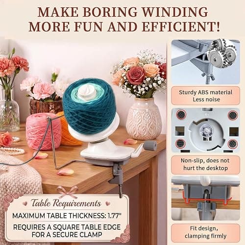 SPEENSUN Yarn Winder, Yarn Winder for Crocheting, 3.5 OZ Easy-to-Install and Efficiently Yarn Ball Winder with Lower Noise, Yarn Spinner for Crochet and Knitting Lover for Yarns Below Size 5 thumbnail 4