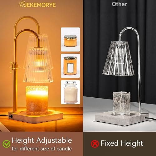 Candle Warmer Lamp Timer Adjustable - Height Wax Melt Electric Light Warming Dimmable Top Melter Heater for Melting Heating Small Jar Candles Gifts Women Mom Birthday Home Desk Decor with 2 Bulbs thumbnail 5