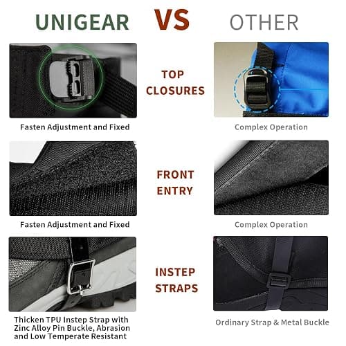Unigear Outdoor gaiters, 1000D waterproof gaiters, fabric boot gaiters for hiking, trekking, climbing, hunting and skiing, unisex thumbnail 5