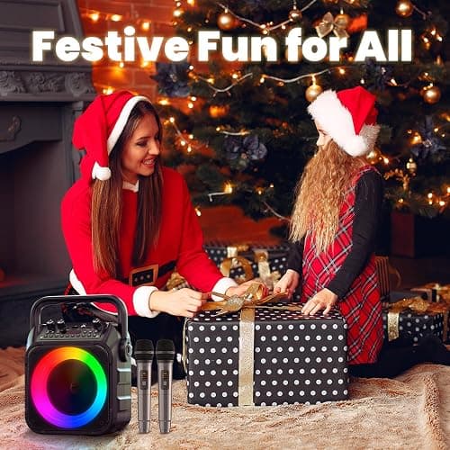 [Newest] Karaoke Machine with 2 Wireless Microphones: Karaoke Speaker Microphones for Adults Kids - Portable Bluetooth Speaker for TV Phone Tablet - Karaoke Gift for Party Home Outdoor Live Mixers thumbnail 4