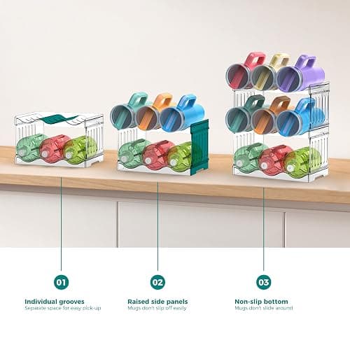 Yuvslo Water Bottle Organizer 4-Tier Set - Heavy Duty Stackable Holder for 40oz Stanley Tumblers & Wine Bottles, Drainable Kitchen Rack, Easy to Clean (Gift Idea) thumbnail 6