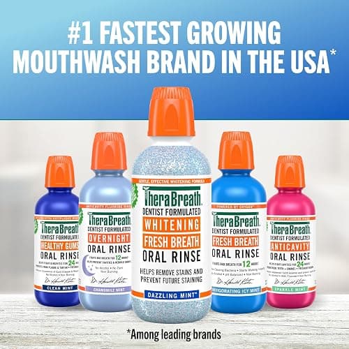 TheraBreath Whitening Mouthwash, Dazzling Mint, Dentist Formulated, 16 Fl Oz (2-Pack) thumbnail 8