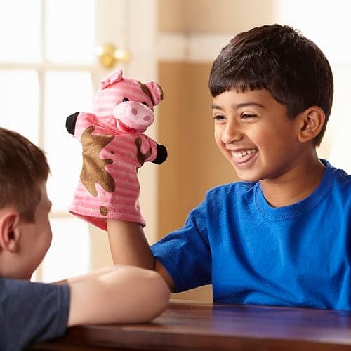 Melissa & Doug Farm Friends Hand Puppets (Set of 4) - Cow, Horse, Sheep, and Pig thumbnail 8
