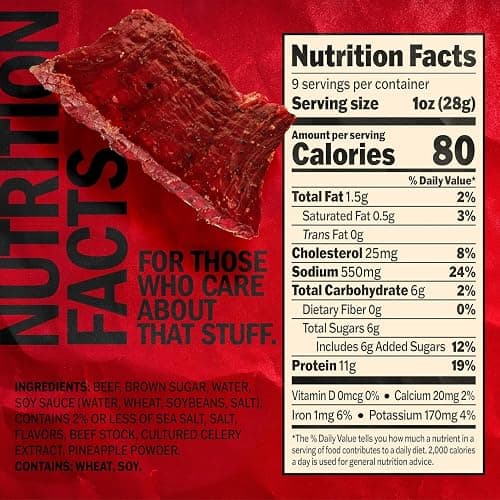 Jack Link's Teriyaki Beef Jerky - (2 Pack) 9 oz Bag - Ready to Eat Protein Snacks - 11g Protein per Serving - Made with 100% Real Beef thumbnail 2