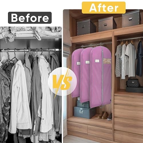 BALEINE 2PK Heavy Duty Garment Bag with Shoe Storage Travel Bag for Dresses, Suit, Coats Travel Essential (54", Pink) thumbnail 4