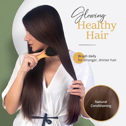Premium Boar Bristle Hair Brush Set for Thick & Long Hair – Natural Shine-Boosting Brush with Nylon Pins, Detangling Comb, Spa Headband & Travel Bag Included – For Women, Curly, Textured & Wavy Hair thumbnail 4