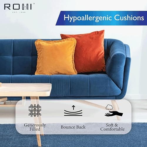 Rohi Set of 4 Hypoallergic Cushion pads - White polyster square Cushions - Standard stuffer pack of Cushion inserts (45x45 CM.) thumbnail 3