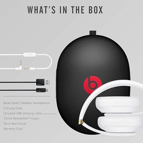Beats Studio3 Wireless Noise Cancelling Over-Ear Headphones - Apple W1 Headphone Chip, Class 1 Bluetooth, 22 Hours of Listening Time, Built-in Microphone - White thumbnail 7